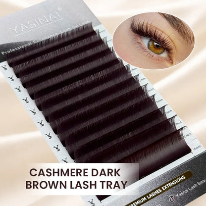YASNAI Dark Black Synthetic Hair Full Volume High Quality Lash Extensions Trays L/M Curl Easy Fan Lashes for Salon Use
