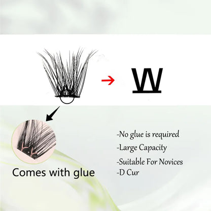 2024 No Glue Needed 3D Effect Segment Diy Eyelash Extension Press on Eyelashes Pre-Bonded Diy Segment Lash