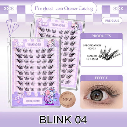 Lash Cluster with Bottom Kit Custom logo Pre Glue for Lash Clusters Pre Sticky Lash Clusters