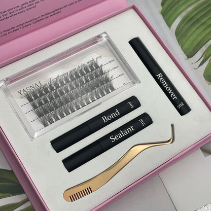 Segment Eyelashes Extensions Kit Have Bond Remover and Sealant Ribbon Lash Glue Easy to Get Eyelashes at Home