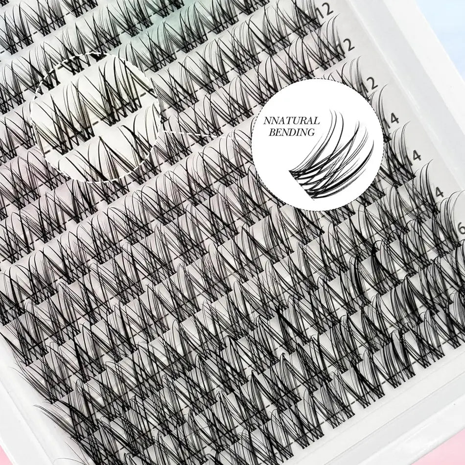 168 PCS C Curl 8mm to 16mm Wispy Volume Cluster Lashes Wholesale Natural Wispy Cluster Lashes 0.07mm