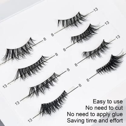 Wholesale 3D Fluffy Wispy Cat Eye Self Adhesive Lash Strips Pre Glue Half Lash Press on Half Lashes