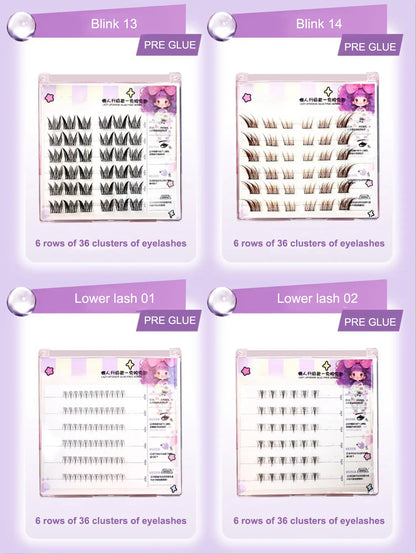 YASNAI Lash Factory Handmade No Glue Needed DIY Lightweight Reusable Self Adhesive Eyelashes Clusters Kit