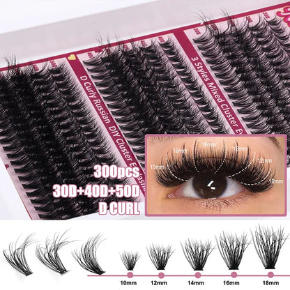 100D Super Thick and Soft Fluffy Lash Clusters Tray 12-20mm Cluster Lashes Kit Bulk Fluffy
