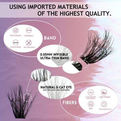 3D 200D Synthetic Hair Mixed Length Volume for Lightweight DIY Lash Cluster with Strong Glue Wholesale 120pcs Custom Logo