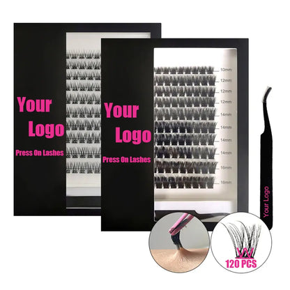 Wholesale Luxury Long Lasting Wispy No Glue DIY Eyelashes Kit With Tweezer Reusable Pre-bond Glueless Mega Cluster Lashes Kit