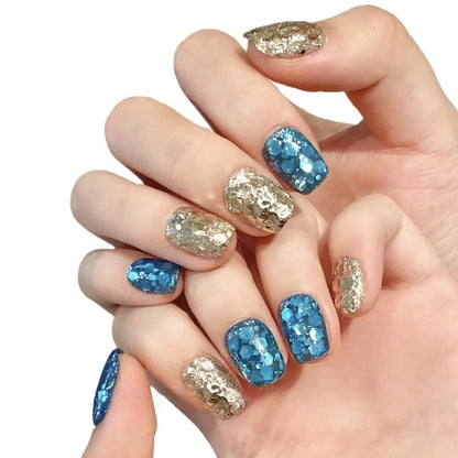 SP51-100 10 Pieces Light Therapy Handmade Wearable Finger Press Nails Crystal Stone Butterfly Moon Pattern Cat Eye Blush Finish