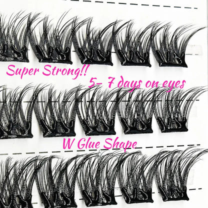No Glue Needed DIY Lashes Kit Tweezers Self-Adhesive Synthetic Hair Super Soft Eyelashes Extensions Lasting 7-10 Days for Home