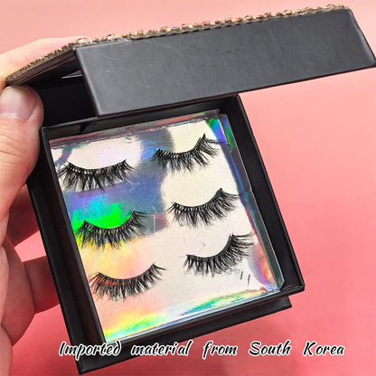 Luxury Box Logo Half Lashes Glue-Free Self-Adhesive Synthetic Hair Pre-Glued Half Lash Press Strip Lashes