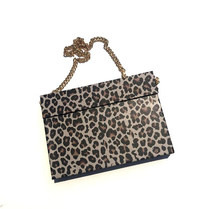 New Product Leopard Print Big Yellow False Lash Purse Bag With Chain Clamshellred Black Box Lash Paper Bags