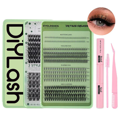 Mix Styles Lash Cluster Book Custom logo Waterproof Bond Seal Lash Clusters Kit Book Private Label