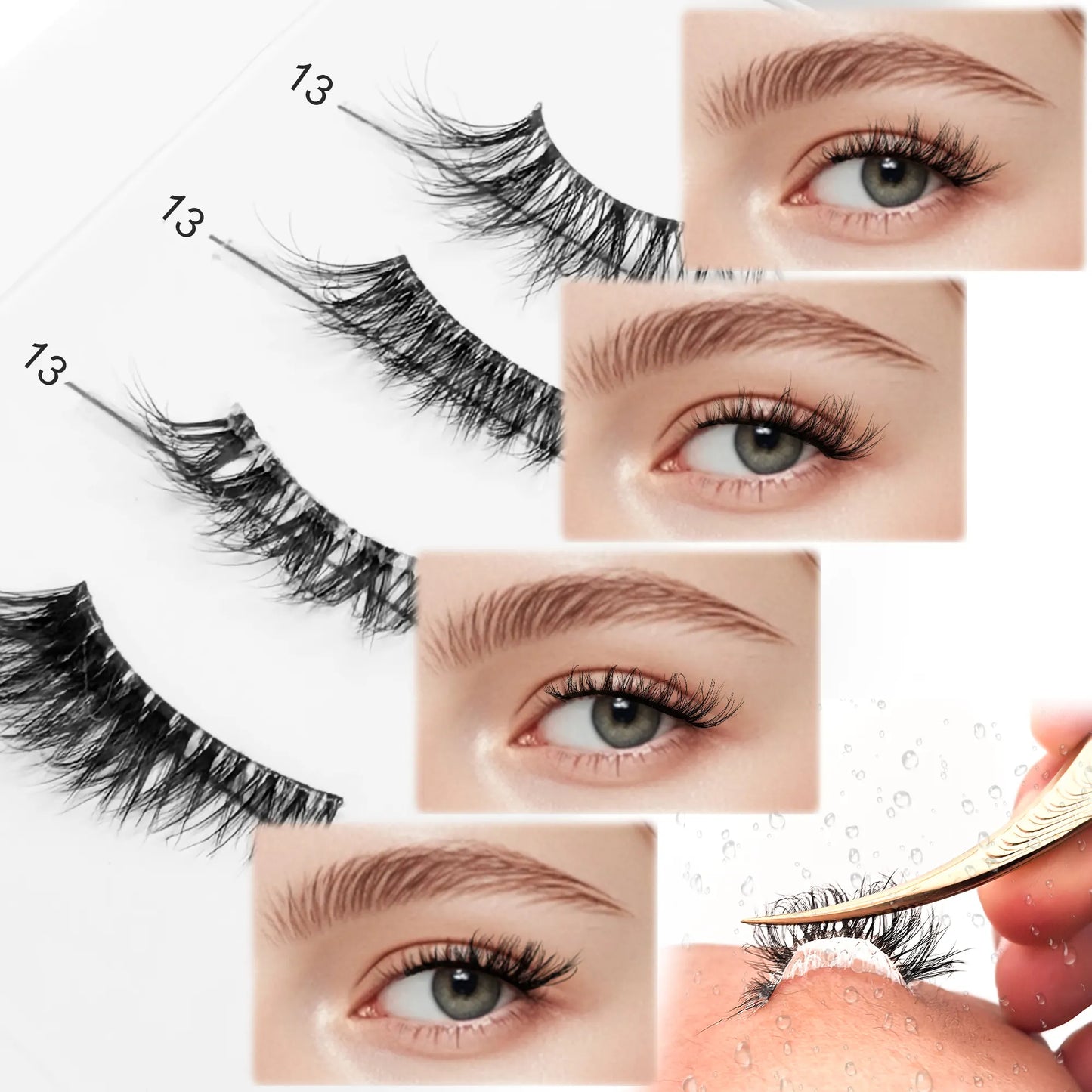 YASNAI Handmade Cluster Lashes Press on No Glue Easy Stick Pre Glued Half Lashes Private Label