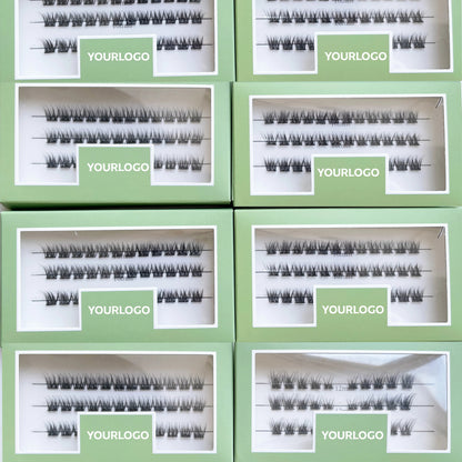 New Design Individual Label fox Cat Eye Cluster Lashes Pre-cut Segment Lash fox Style Fluffy DIY Lash Extension Cluster