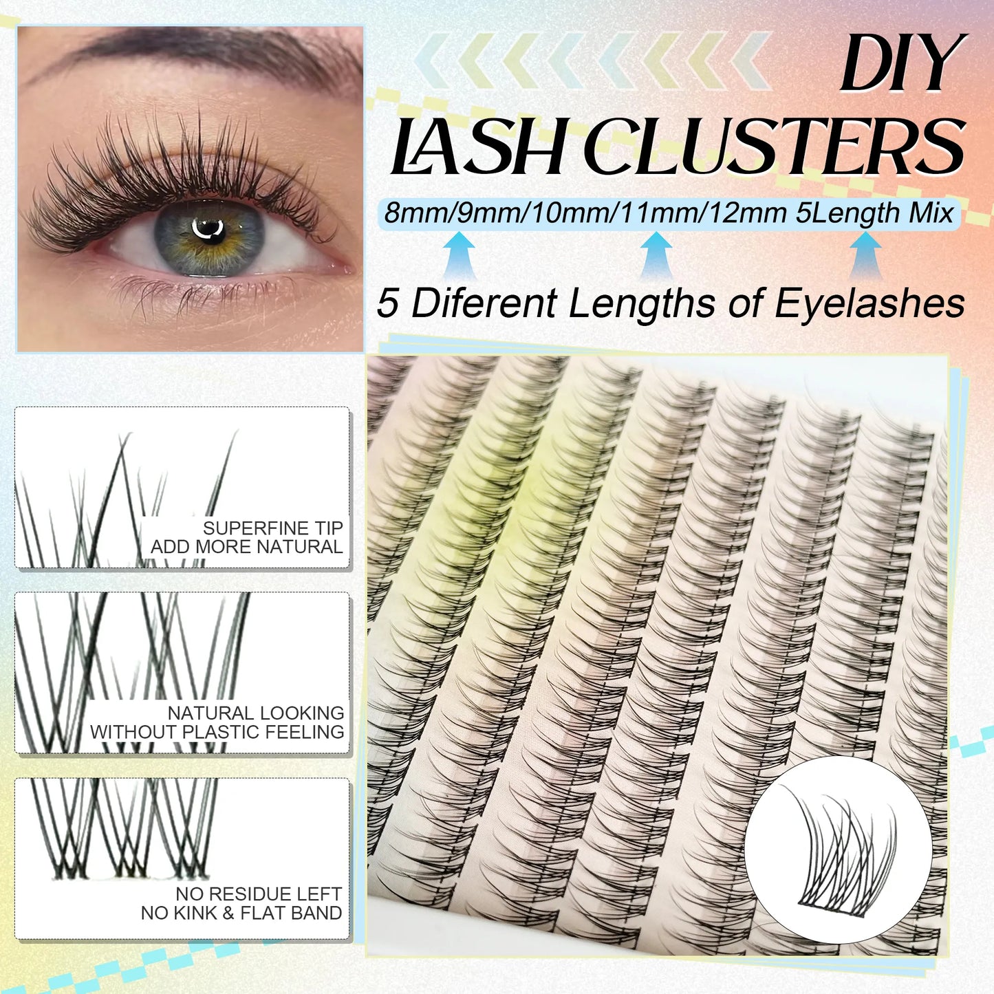 Factory Price Long Lasting 7-10 Days Diy Lash Bond and Sealer Wholesale Pre Cut Segmented Eyelashes DIY Lash Extension Kit