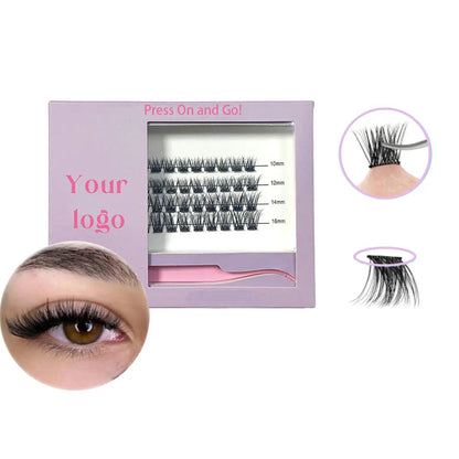 Self Adhesive No Glue Cluster Lashes Your logo Wholesale Eye Lashes Cluster No Glue Needed Glueless Cluster Lashes Private Label