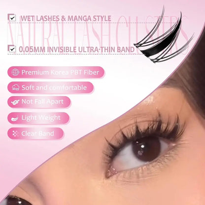 YASNAI Beauty Manga Lashes Fairy Lashes Cluster Wispy C Curl 140 Pcs Individual Anime Lash Clusters DIY Eyelash Extension