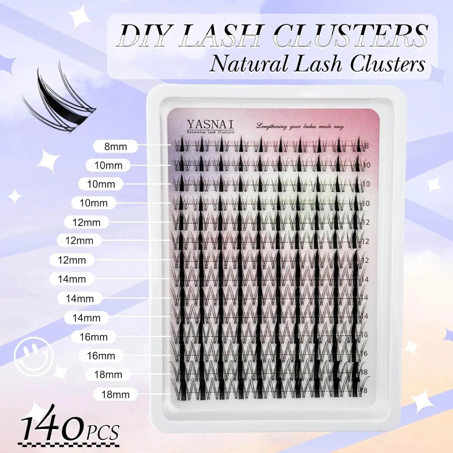 YASNAI Ultra-Thin Invisible Lash Band Cluster Wet-Look Spiky Anime Lashes Extensions Fairy Lash Clusters Manga Eyelash
