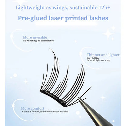 Idol Adhesive Eyelash Set Large Capacity 3D Artificial Eyelash Set 11-12mm No Glue Needed Lashes