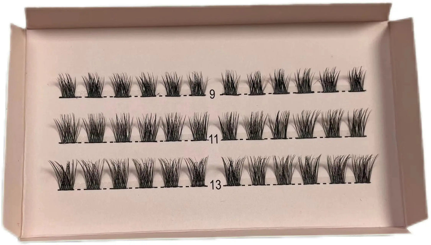 Wholesale Handmade Private Label for Lash Clusters Custom Logo DIY Segmented Eyelash Cluster Kit Natural Long Thick Criss