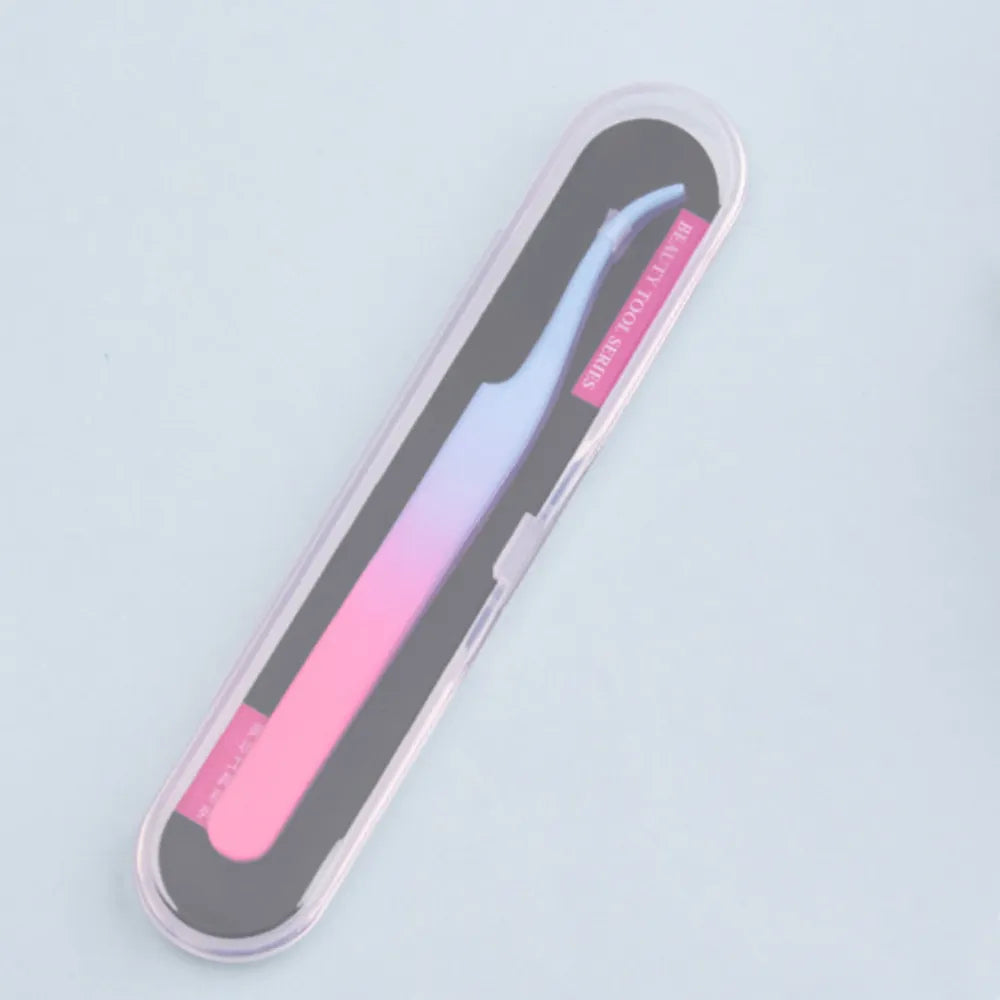 New DIY Eyelash Applicator Tool Curved Stainless Steel Lash Tweezers for Easy Lashes Application and Removal