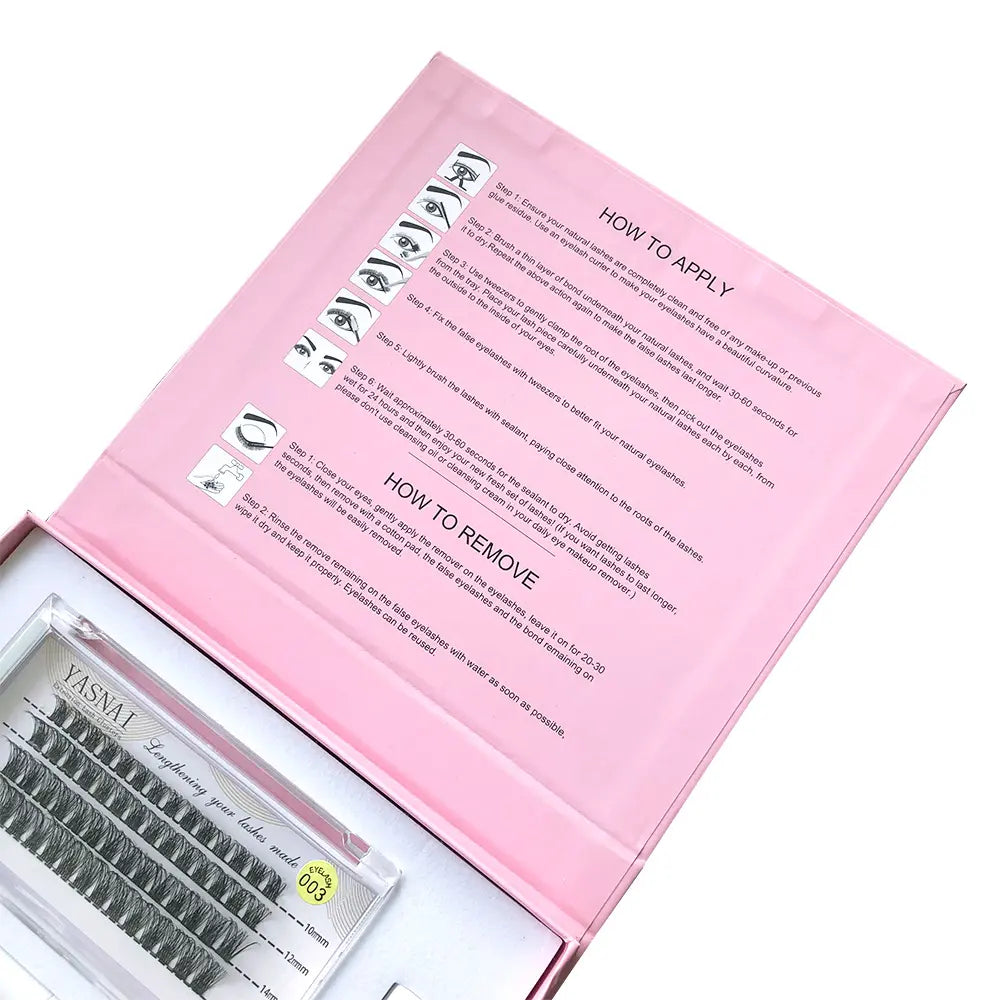 Custom Handmade Luxury Synthetic Hair Fan Cluster Eyelashes DIY Lash Extension Kit with Pre-Cut Eyelashes for Home Use