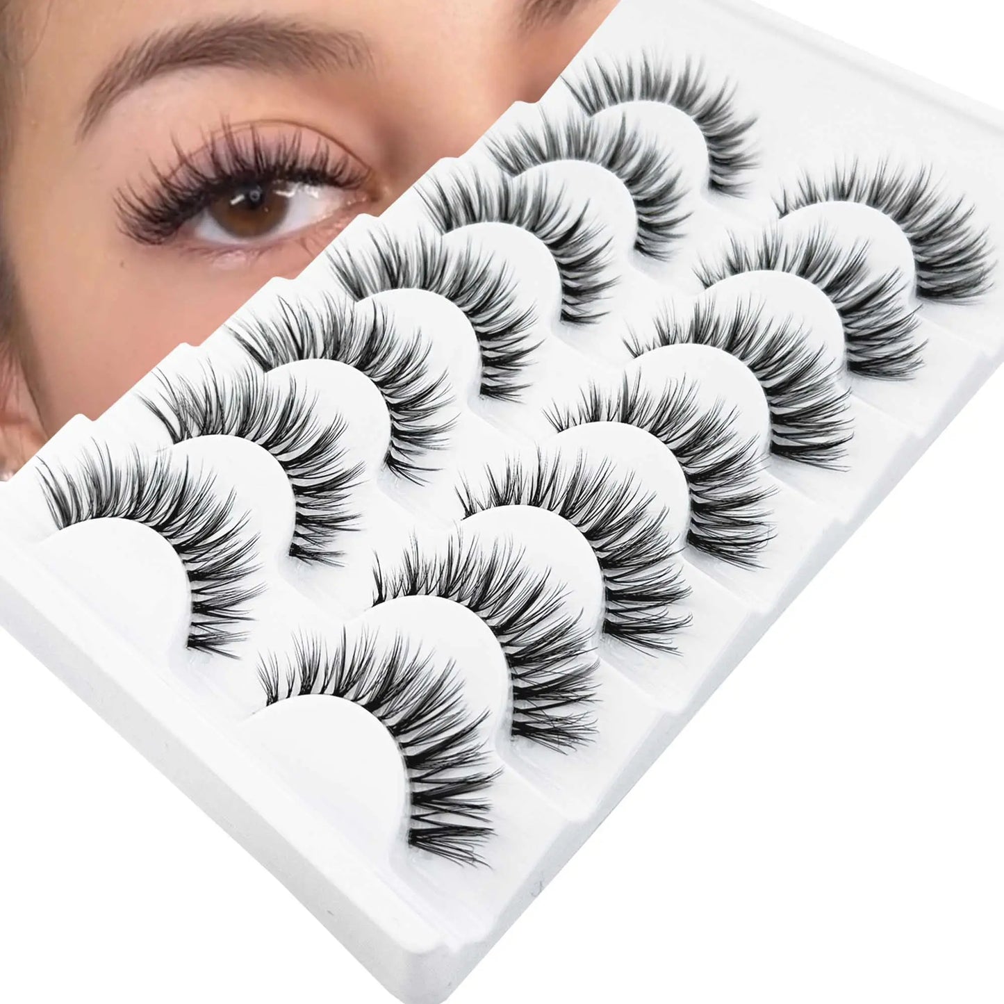 Wholesale Best Wispy False Lash Strips 7 Pairs Lash Strips That Look Like Extensions Clear Band Wispy Lash Strips