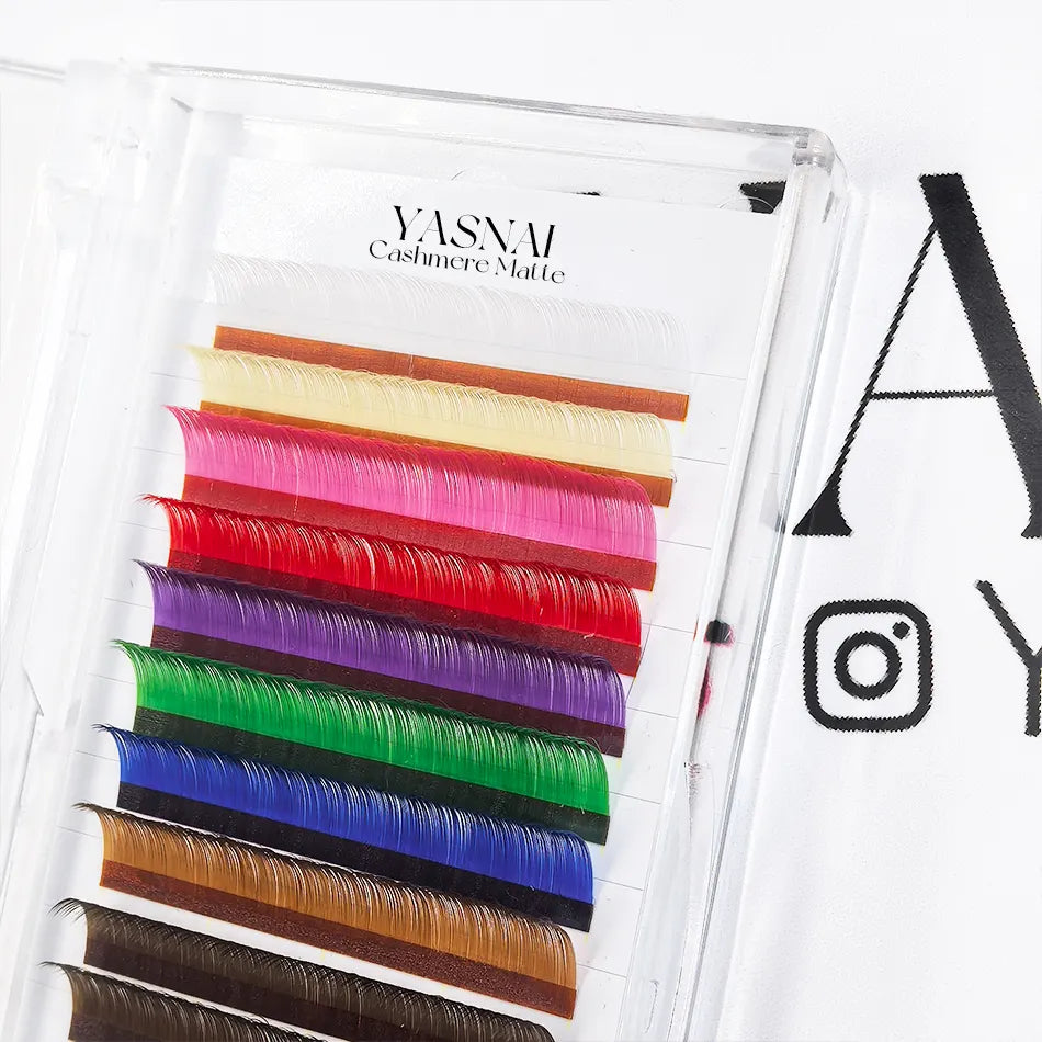 Colored Eyelash Extensions 0.07mm D Curl Rainbow Lash Trays for Professional Technicians