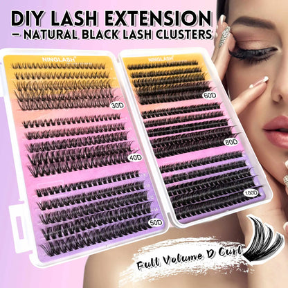 Customised Cluster Lashes Kit Fluffy Lash Clusters 60/80/100 D Curl Wholesale Private Label Lash Clusters
