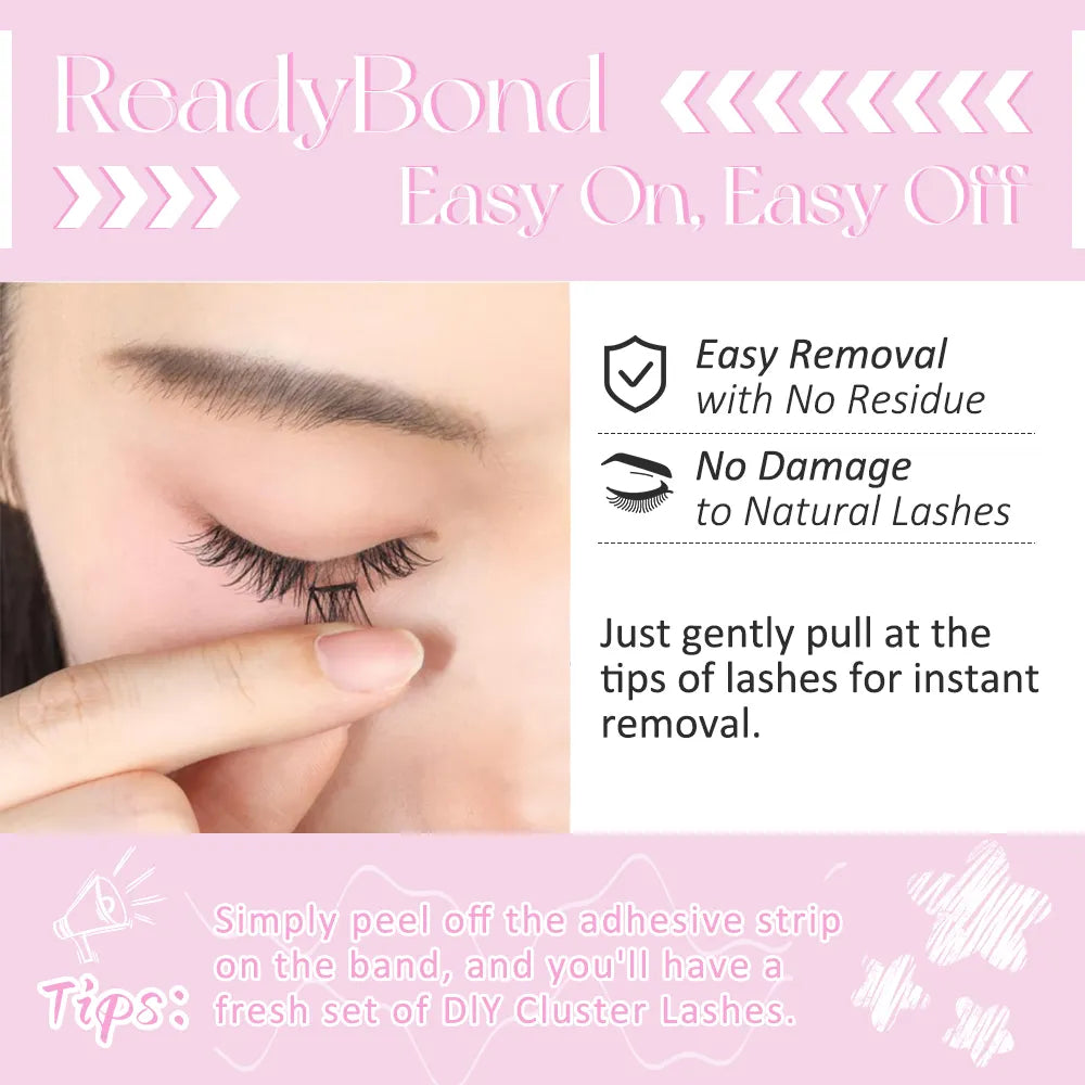 Pre Bond Technology Natural Super Soft No Glue Magic Self-Adhesive Eyelashes Extension Kit Lasting 7-10 Days