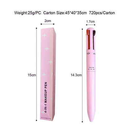 Wholesale Private Label 4-in-1 Makeup Pen (Eye Liner , Brow Liner, Lip Liner Highlighter Pen) Travel Makeup Pencil