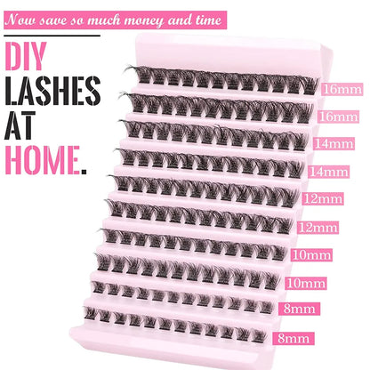 120pcs Cluster Eyelashes 8-16mm Wispy Individual Lashes Extensions Natural Look Lashes D Curl Fluffy Cluster Lashes