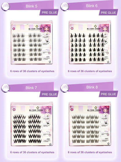 Fox Eye Preglued Lash Clusters Soft Feathery Left & Right Lash Cluster Brown Manga Eyelash Clusters Fox Eye Lash Extensions