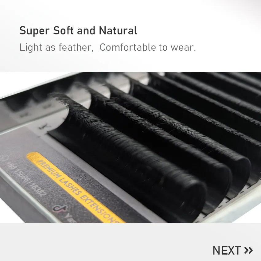 High Quality Soft Russian Cashmere Volume Eyelash Extension Tray Matte Dark Black Mega Wispy Lash Extensions Vendors