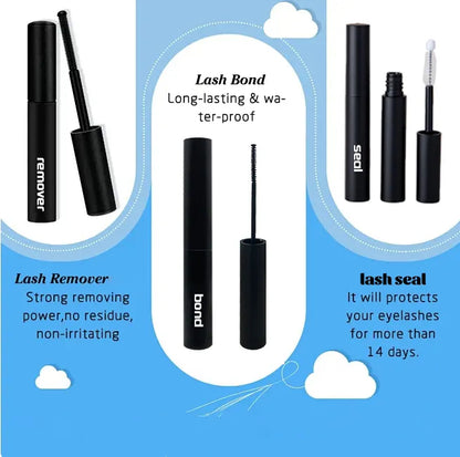 Personal Customized Segmented Eyelash Tool Kit Bond Seal Remover Tweezers 4-in-1 DIY Last Extension Kit