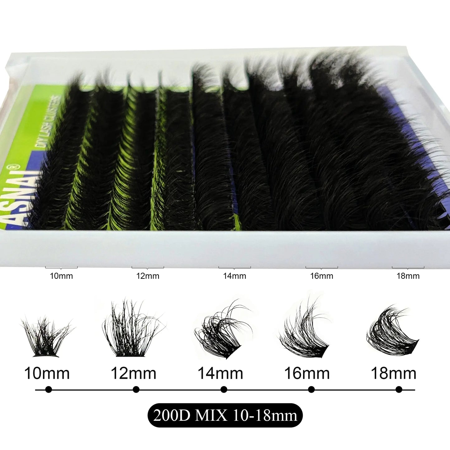 Private Label 100D Fluffy Lashes C D Curl Segment Eyelashes DIY Lash Kit Superfine Band Fluffy Lashes Wholesale