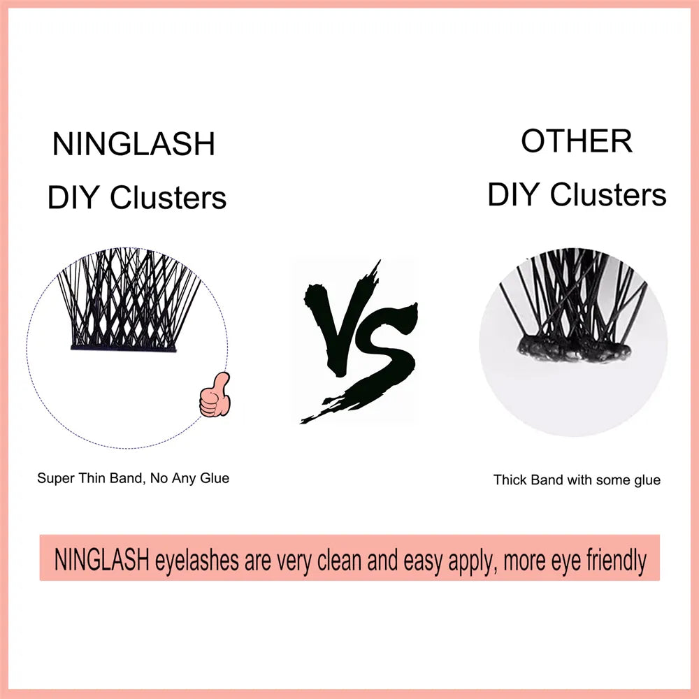 NINGLASH Individual Eyelash Extensions Kit 0.03mm Korean PBT Superthin Band with Natural Wispy DIY Lash 0.07mm Thickness