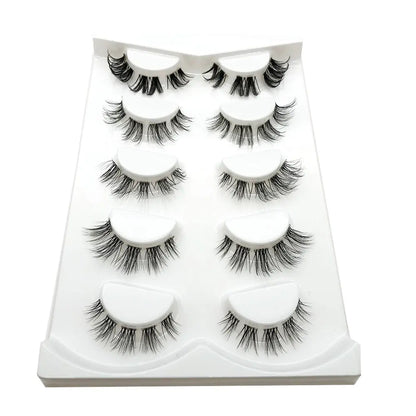 2022 New Fashion 5 Pairs Clear Band Segmented Eyelash Set Glue-based Lashes Extensions Kit