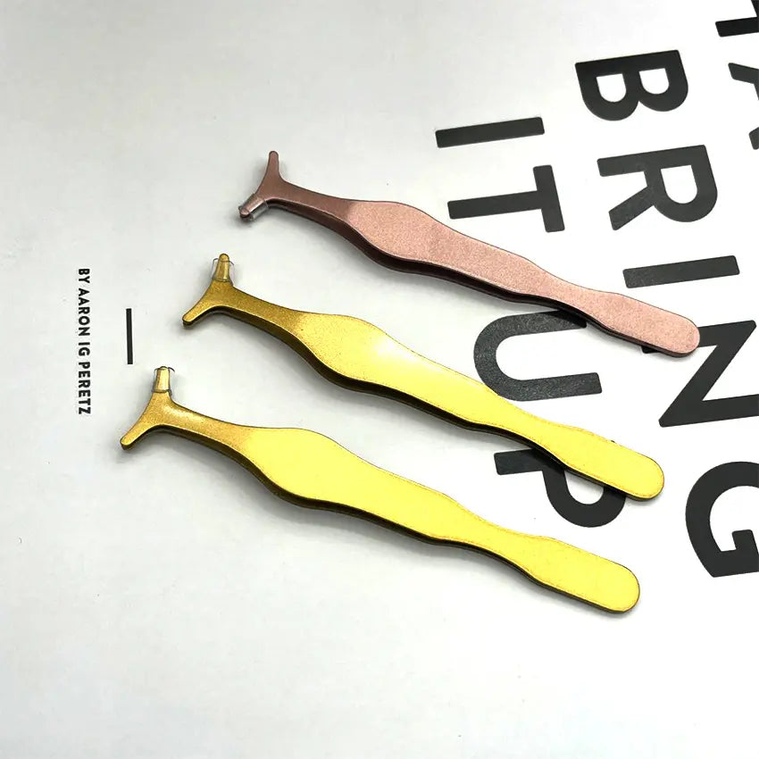 Fiber Tip Tweezers for Eyelash Extension Curved Isolation Lashes Tweezers Professional Eyelash Tweezers