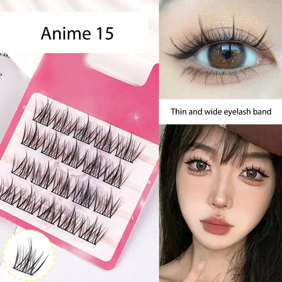 Mini Anime Manga Lash Clusters Bulk Travel Cluster Lash Kit Korean Silk Lash Clusters