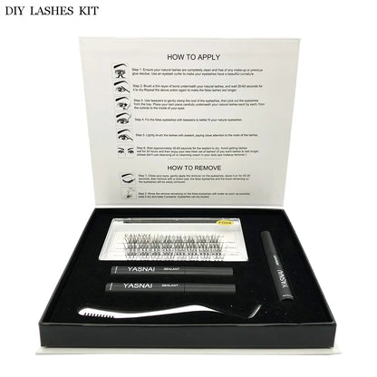Segment Eyelashes Extensions Kit Have Bond Remover and Sealant Ribbon Lash Glue Easy to Get Eyelashes at Home
