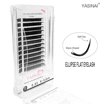 Salon Use Ellipse Eyelash Extensions 0.15mm D Curl 8-15mm Mixed Flat Eyelash Extension Supplies