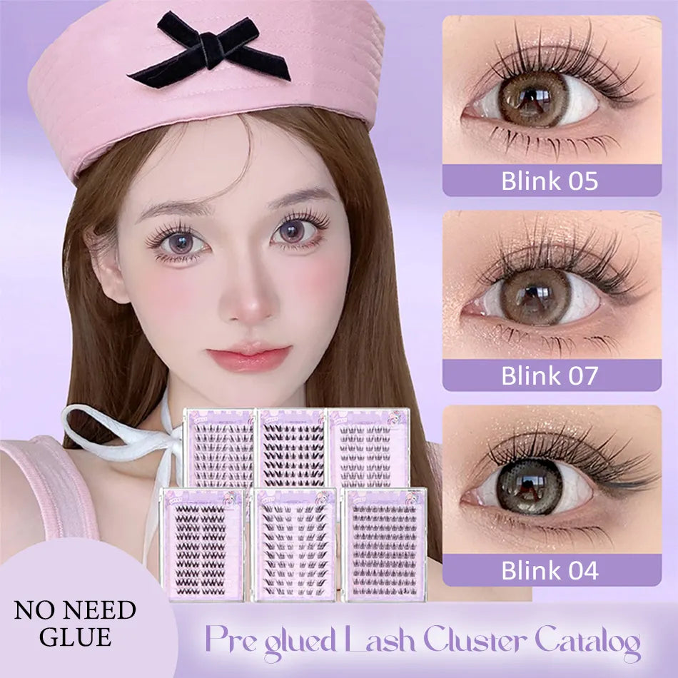 Lash Cluster with Bottom Kit Custom logo Pre Glue for Lash Clusters Pre Sticky Lash Clusters