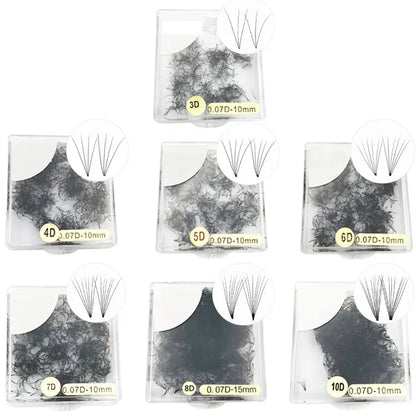 2021 3D 4D 5D 6D 7D 8D 10D 0.07 Promade Volume Loose Fans 1000 Handmade Short Stem Promade Fans Loose