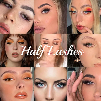 New Style Handmade Thick Real Black Half Mink Lashes Strip Lash Lightweight Natural Glamorous Half Band Eyelashes 25mm 3D Effect