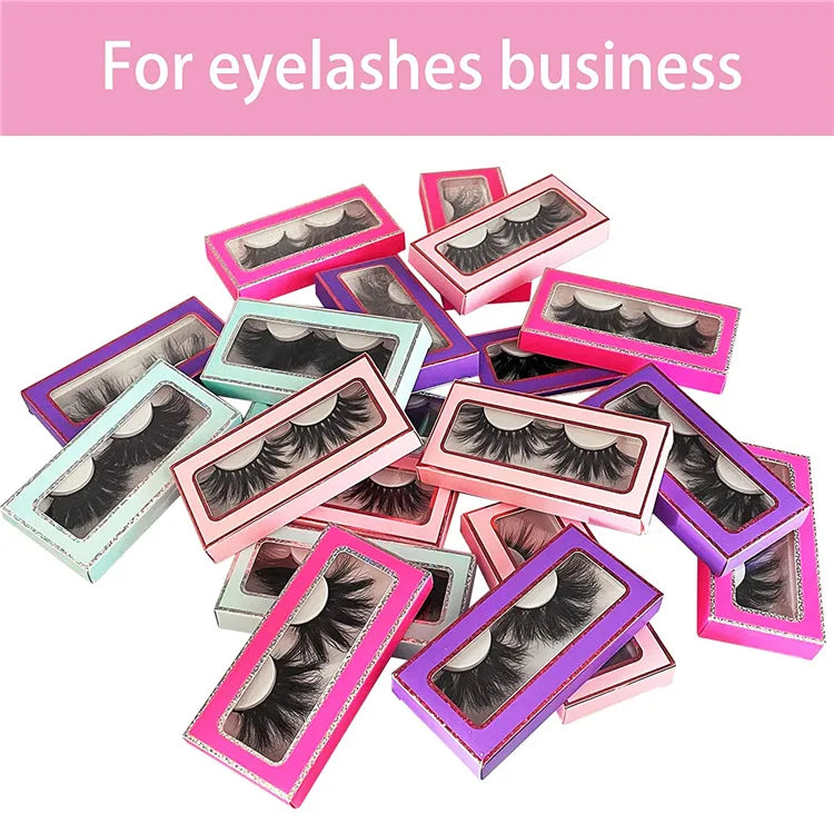Free Shipping Beautiful False Mink Lashes Paper Box Black Cotton Band 3D Effect False Eyelashes NO Kink Natural Winged 25mm