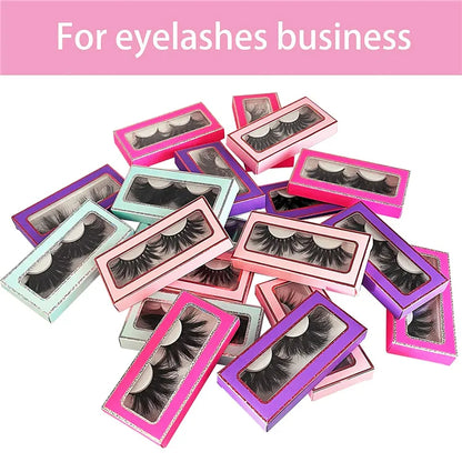 Free Shipping Beautiful False Mink Lashes Paper Box Black Cotton Band 3D Effect False Eyelashes NO Kink Natural Winged 25mm