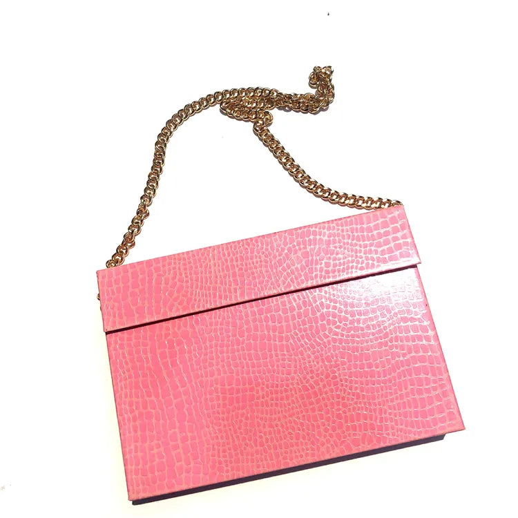 New Product Leopard Print Big Yellow False Lash Purse Bag With Chain Clamshellred Black Box Lash Paper Bags