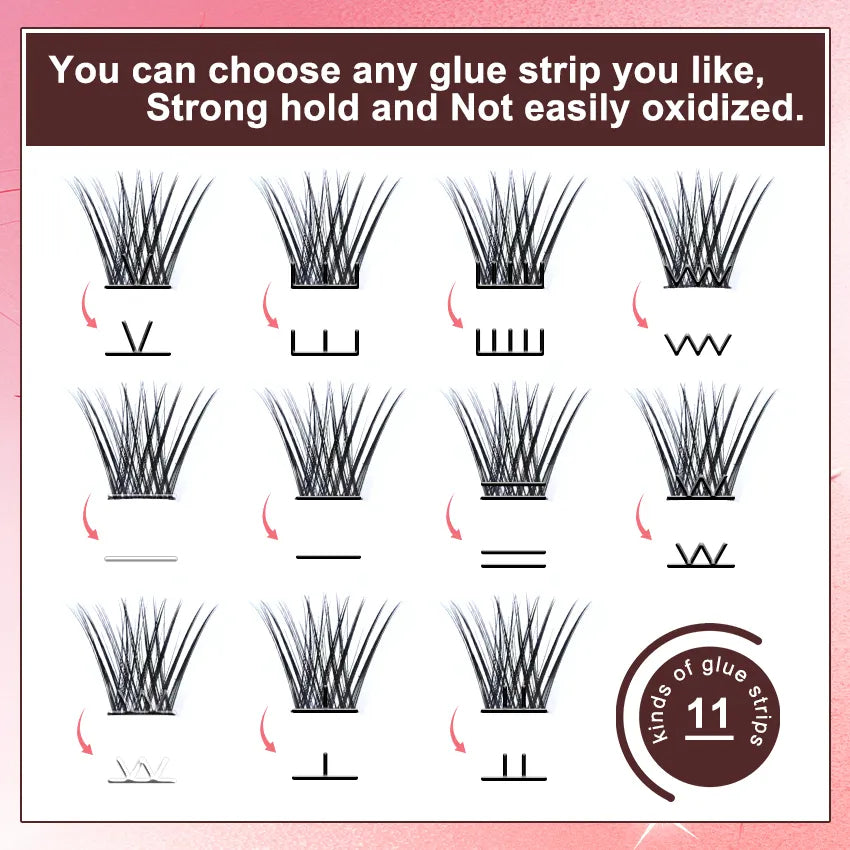 Custom Logo DIY Cluster Lash Extension Self Adhesive Segmented Eyelashes Pre Glue Lash Cluster Kit Vendors