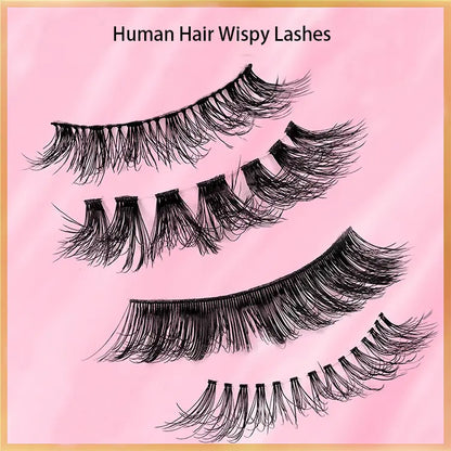 Lash Brands Choose Clear Band Wispy 100% Human Hair Lashes Volume Reusable Natural False Human Hair Eyelashes