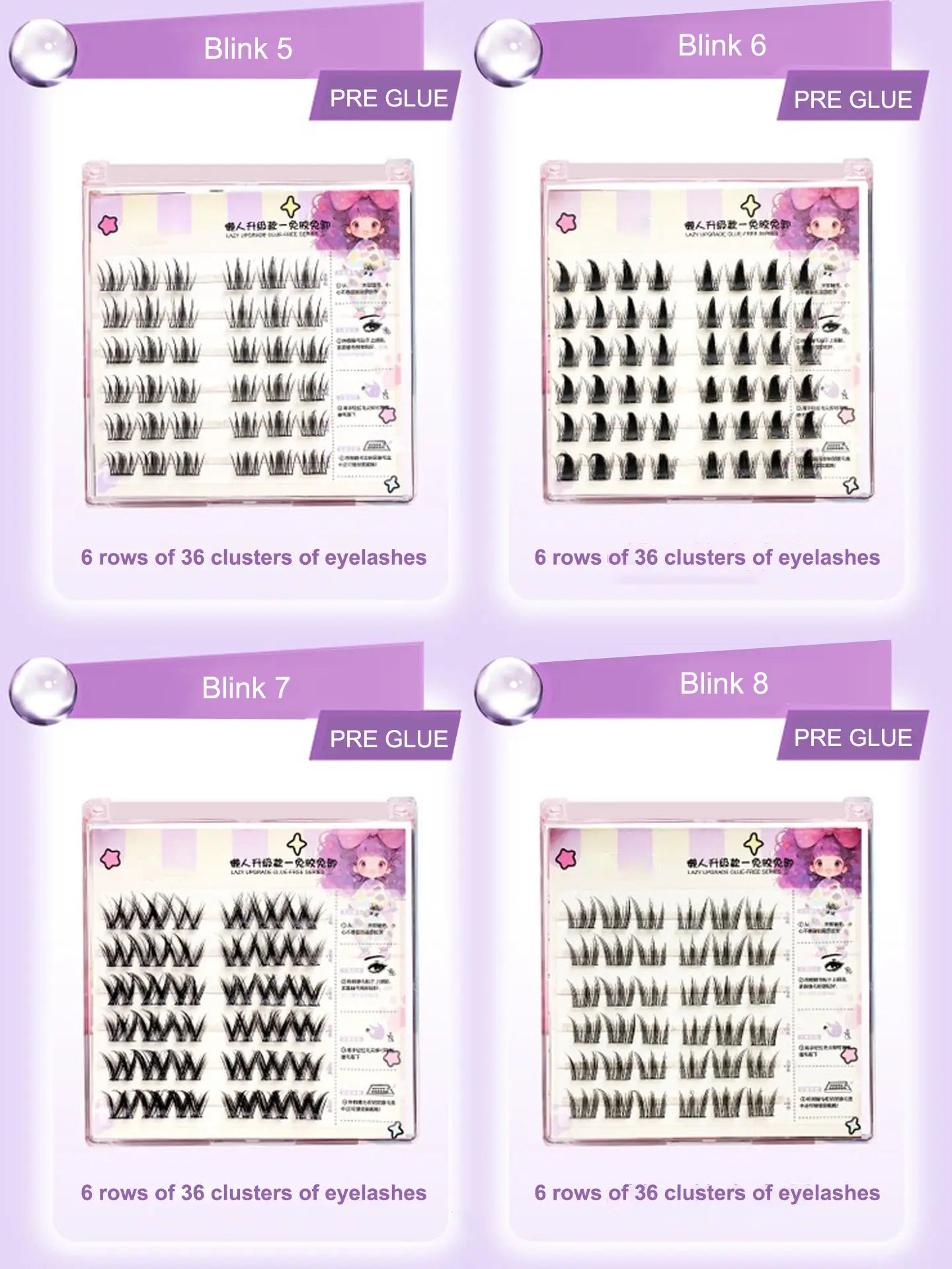 Factory Lash Clusters No Glue Needed DIY Eyelashes Pre Glued Reusable Self Adhesive Eyelashes Clusters Kit